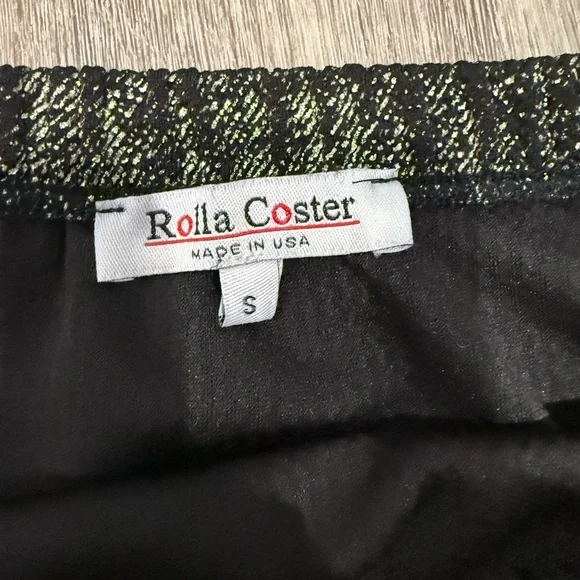 Black Gold Textured Pencil Skirt Stretch Fitted Midi Size S - Picture 3 of 4